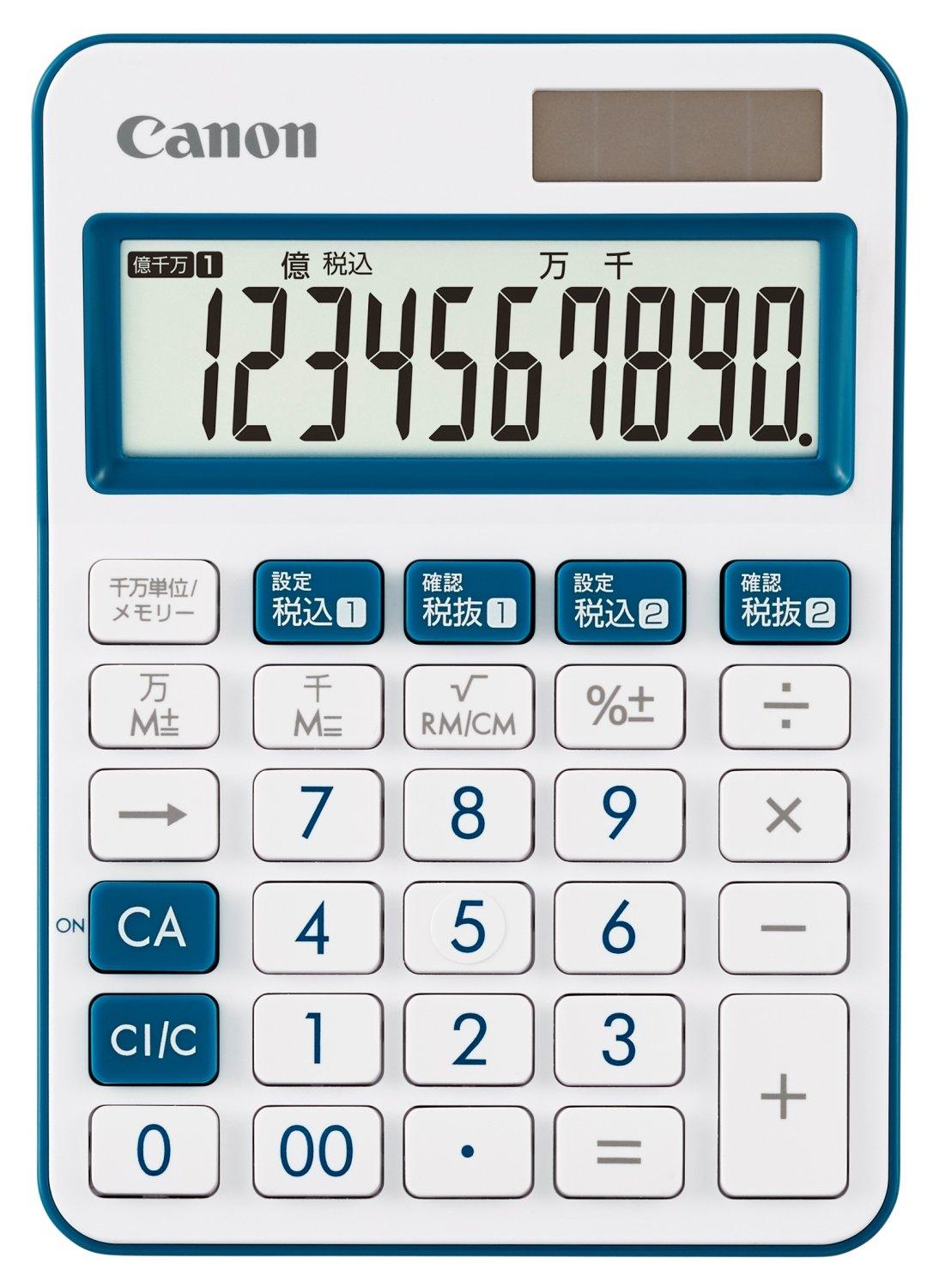 Canon Colorful Calculator LS-105WUC-NV 10-digit Mini Desktop Size Tax Calculation Function Antibacterial Design