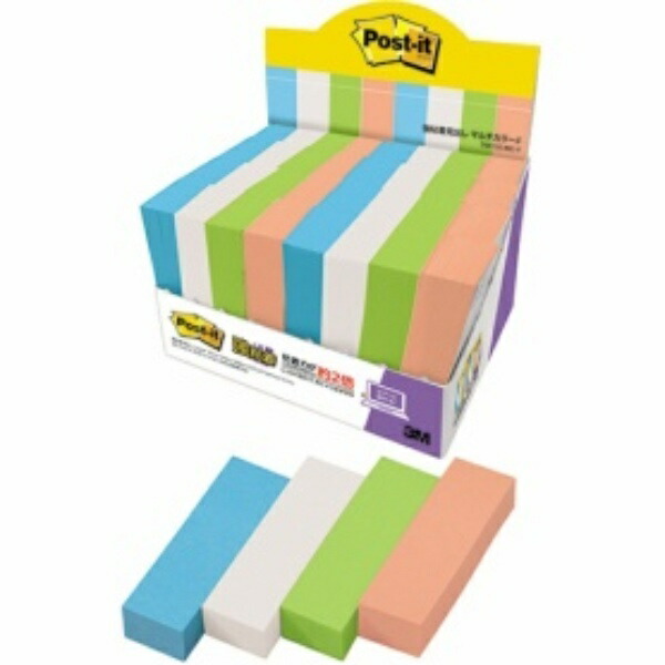 Post-it Notes, Strong Adhesive, Headers, Multi-Color 4, 50×15mm, 90 sheets × 32 pads, 7001SS-MC-4