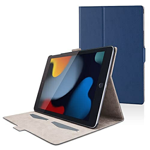 ELECOM iPad 10.2 9th/8th/7th Generation (2021/2020/2019) Case with Auto Sleep Function, Free Angle, Soft Leather, Navy TB-A19RWVFUNV