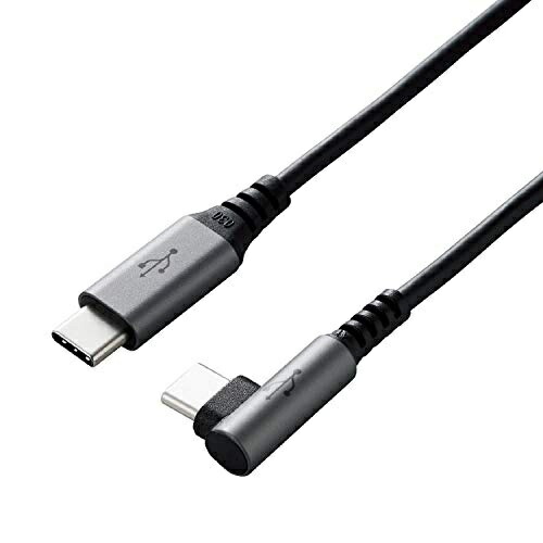 ELECOM USB-C to USB-C Cable L-Shaped Connector USB Power Delivery Compatible 60W 3A Output USB 2.0 Certified 0.5m Black  U2C-CCL05NBK
