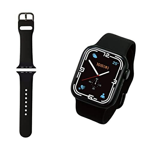 [ELECOM] Apple Watch Band 41mm 40mm 38mm [Compatible with Apple Watch Series 8, 7, SE2, SE, 6, 5, 4, 3, 2, 1] Silicone S Size Black Black AW-41BDSCBK