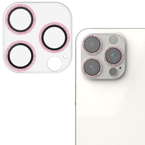ELECOM iPhone 15 Pro/iPhone 15 Pro Max Camera Lens Cover Glass &me Cute Glitter Design 10H Hardness Fingerprint-Resistant Coating Pink Gold PM-A23CFLLP5PGG