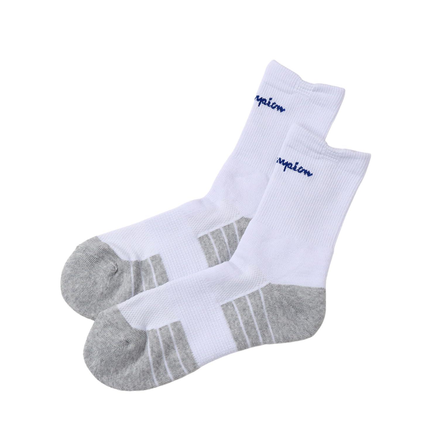 [Champion] Socks Antibacterial Odor Control Script Logo Mid-Calf Socks Accessories C3-ZB702S Men's White