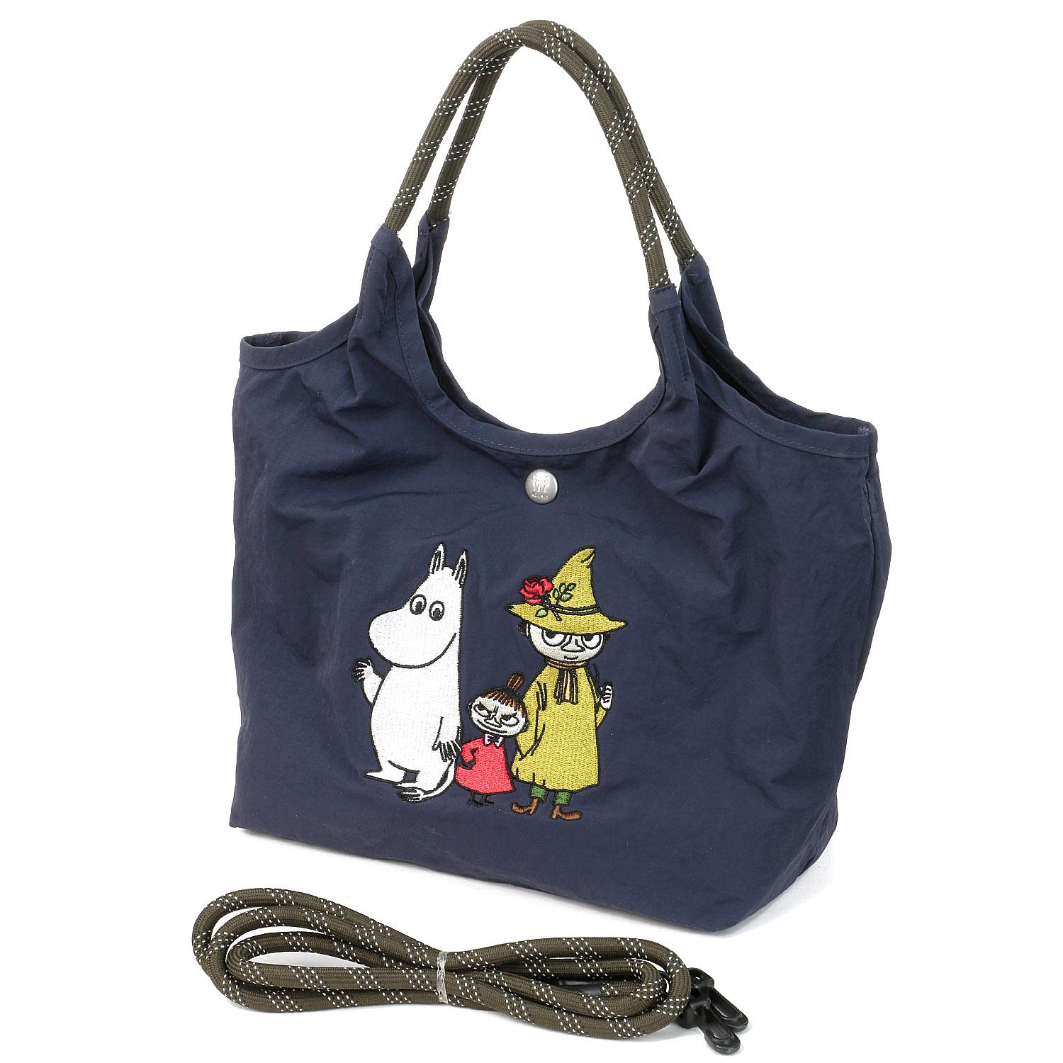 [Moomin] Embroidered 2-Way Bag for Women rmpk-02 Navy (Group)