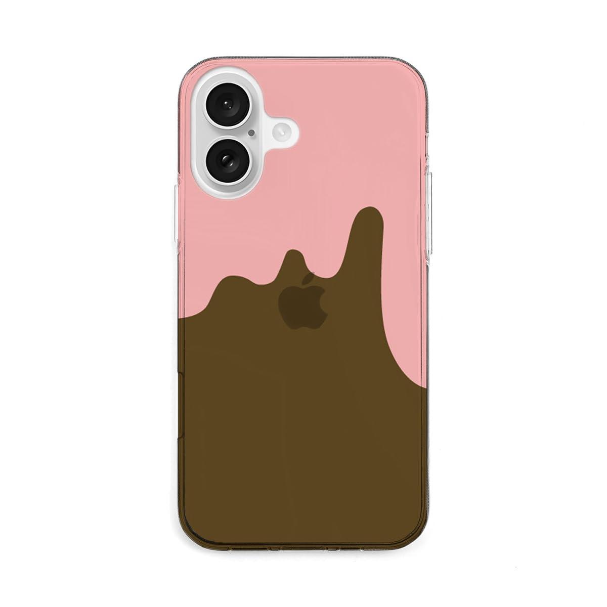 AKAN iPhone 16 Case Soft Clear Case [ Transparent, Anti-Fingerprint TPU, Fade-Resistant UV Print, Dustproof, Wireless Charging ] Cute Popular Character Apple iPhone Case AK27027i16 Chocolate Strawberry