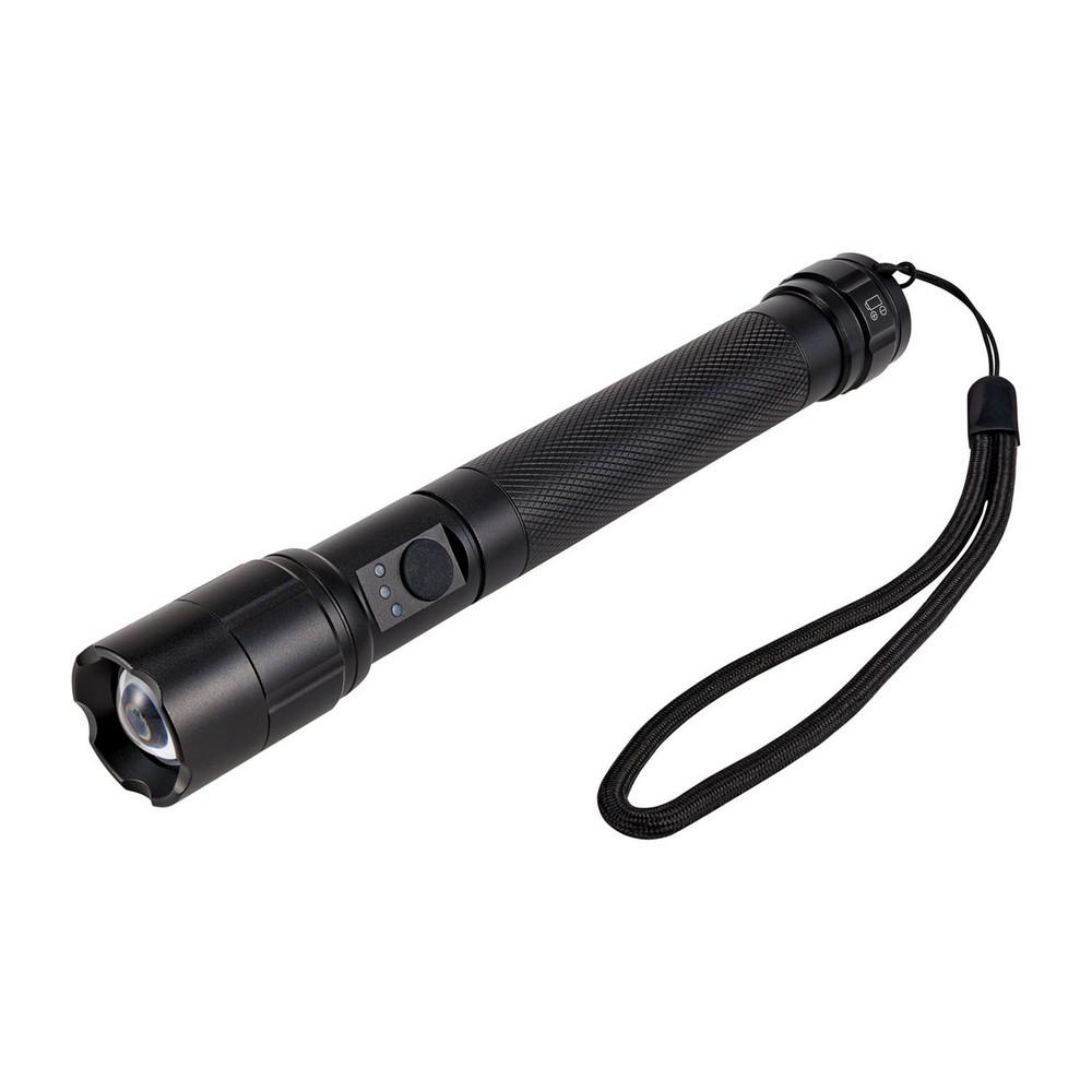 ELPA LED Flashlight Waterproof 350 Lumens Brightness with Hand Strap Battery-Operated Battery Level Indicator Silver DOP-EP530