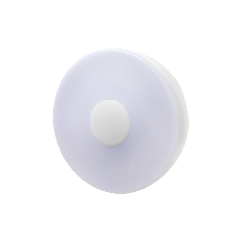 ELPA Indoor LED Motion Sensor Light Round White Long Battery Life White/Orange Switchable Hangable 15-Second Illumination Time 3 AA Batteries Approx. 8-Month Battery Life PM-LF006PIR(W)