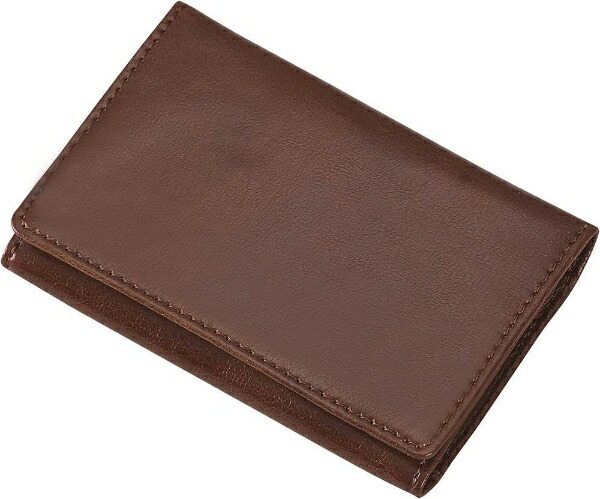 Reimei Fujii Business Card Holder with Memo Holder, Brown Synthetic Leather GLN1054C