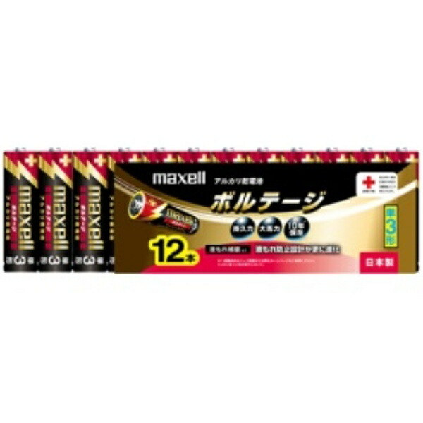maxell Alkaline Batteries “Long-Lasting Triple Power & Leak-Proof Design” Voltage AA Size 12-Pack Shrink-Wrapped LR6(T) 12P