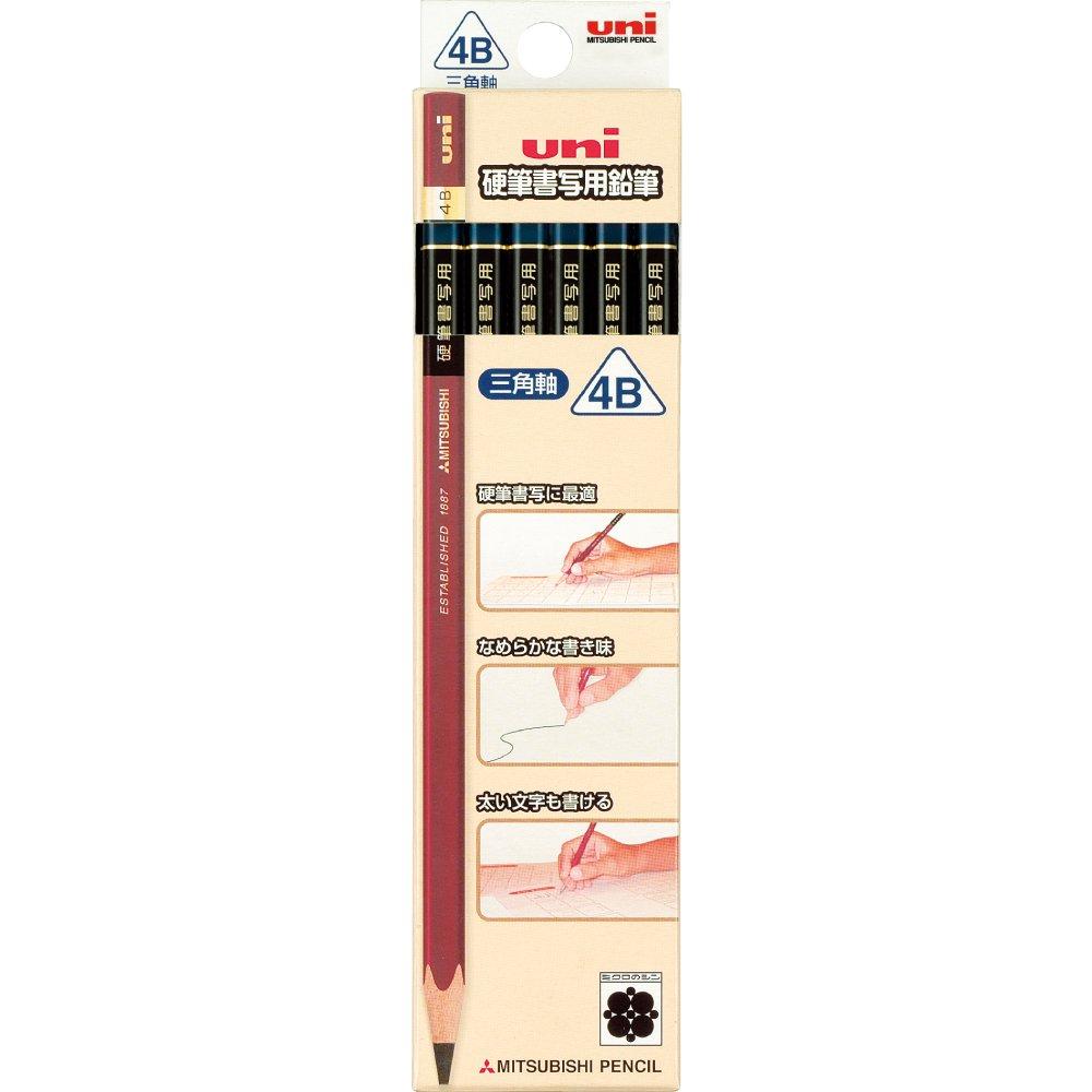 Mitsubishi Pencil Pencil Hard Pencil for Calligraphy Triangular Barrel 4B 1 Dozen UKS3K4B