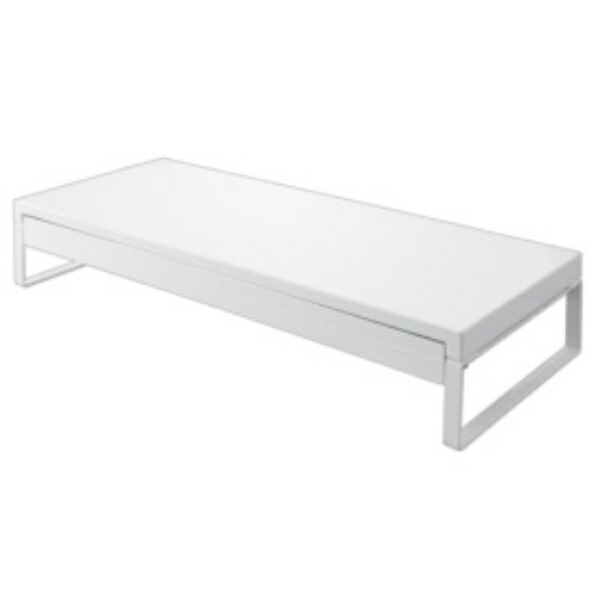 Rihitora PC Stand Monitor Stand Desk Stand White Width 59 × Depth 25 × Height 10 cm With Drawer Load Capacity 15 kg A7338-0