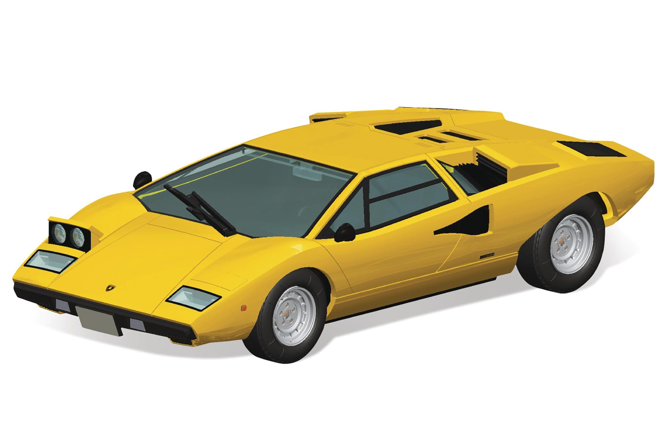 AOSHIMA 1/32 The Snap Kit Series Lamborghini Countach LP400 Yellow Pre-colored Plastic Model Kit 20-B