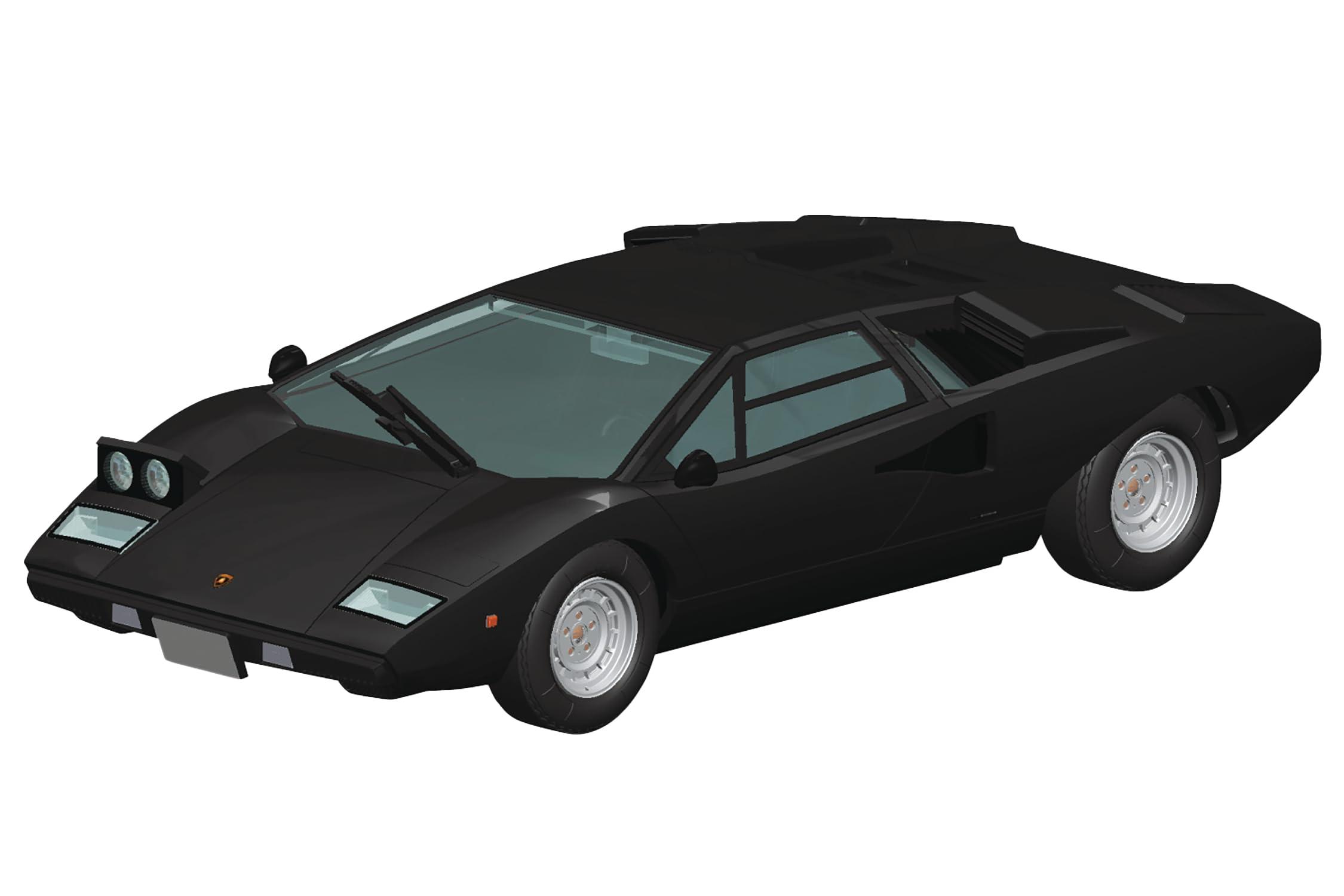 Aoshima Cultural Textbook Co., Ltd. 1/32 The Snap Kit Series Lamborghini Countach LP400 Black Pre-colored Plastic Model Kit 20-F