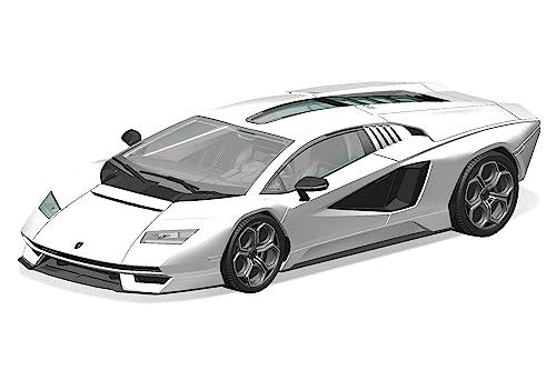 AOSHIMA 1/32 The Snap Kit Series Lamborghini Countach LPI 800-4 White Pre-colored Plastic Model Kit 19-A