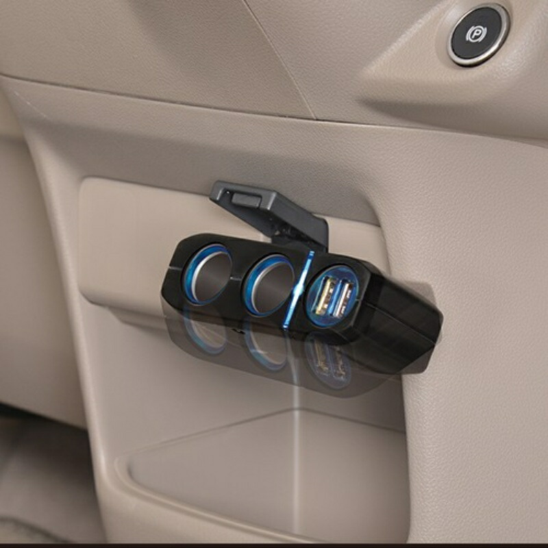 SEIWA Car Accessories Cigarette Lighter Socket Splitter 2-Port Cigarette Lighter + 2 USB Ports F276 Direct Socket Max 72W/USB 2.4A