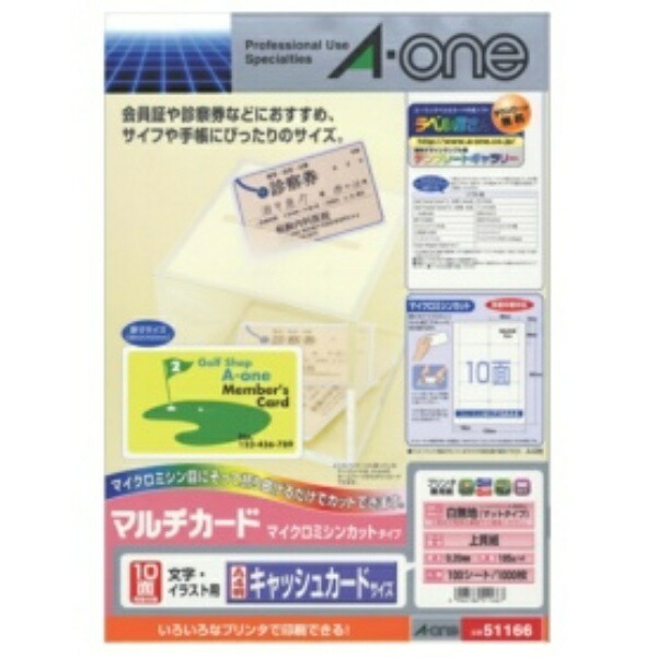 A-One Multi-Card Cash Card Size 100 Sheets 51166