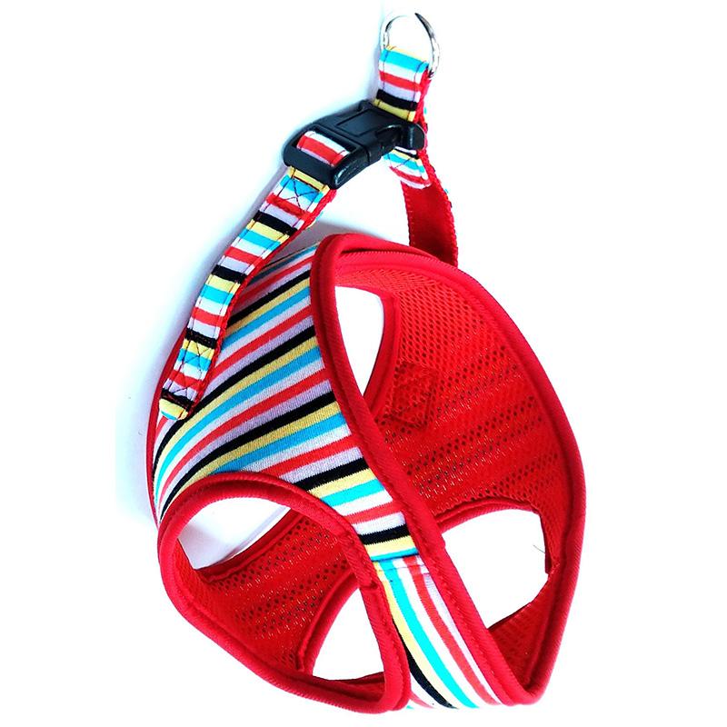 Stripe Soft Harness S Multi-Red