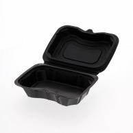 Risupack Disposable Container Delivery Takeout Lunch Box with Inner Lid Biodelica Shell BOX40 Black 25-Pack Microwave Safe Made in Japan RHDT101