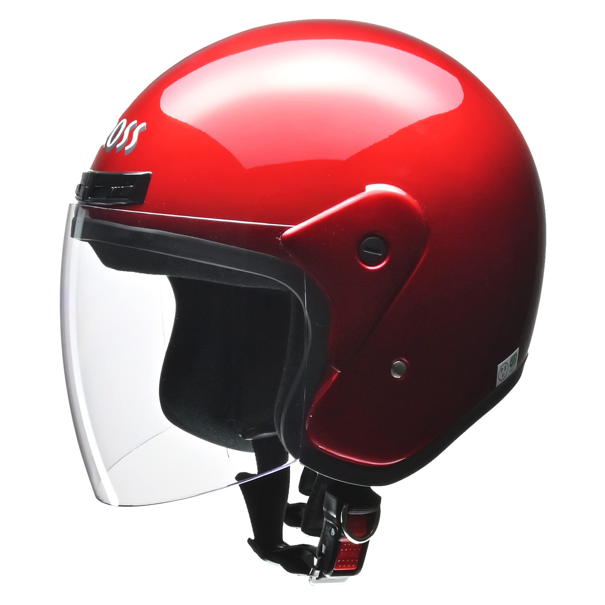 LEAD CROSS CR-720 Jet Helmet Candy Red FREE (Head Circumference 57cm to under 60cm)