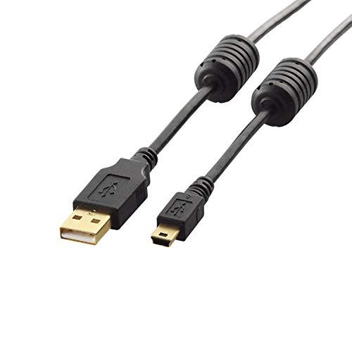 ELECOM USB Cable  USB 2.0 (USB Type-A Male to miniB Male) with Ferrite Core 5m Black U2C-MF50BK