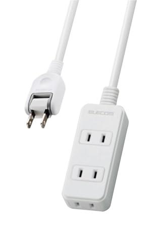 ELECOM Power Strip with Surge Protector and Swing Plugs, 3 Outlets, 1m, White T-KS02-2310WH