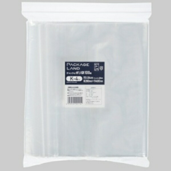 Shoei Corporation Zipper-Sealed Poly Bag Width 280mm × Height 400mm × Thickness 0.04mm K-4TH 1 Pack (100 Sheets)