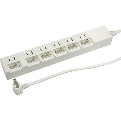 YAZAWA Energy-Saving Power Strip with Individual Switches, White Y02662WH