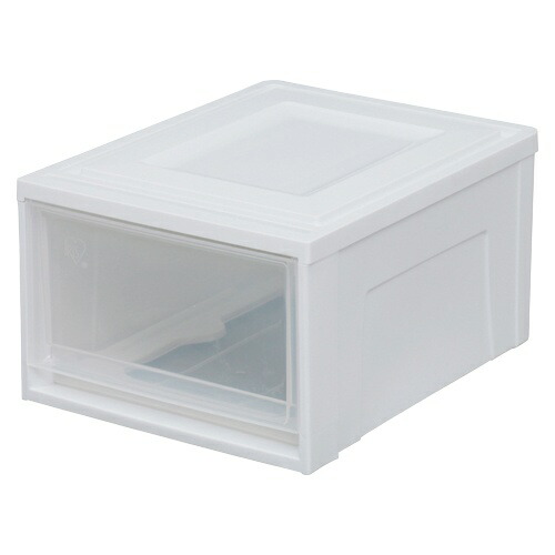 Iris Ohyama Storage Case with Drawers for Closet Exceptionally High Cost Performance Width 35 x Depth 45 x Height 23.2 cm Walk-in Closet Clothing Case Chest Made in Japan White/Clear BC-M