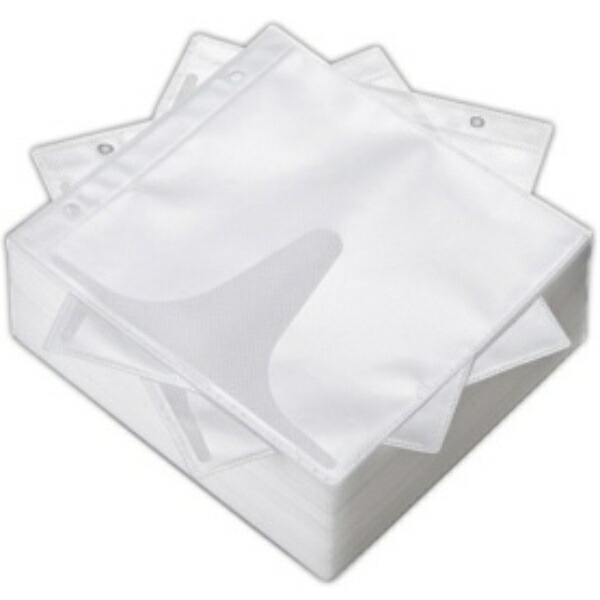 Sanwa Supply DVD/CD Non-Woven Fabric Case (With Ring Holes, White) 100-Pack FCD-FR100WN