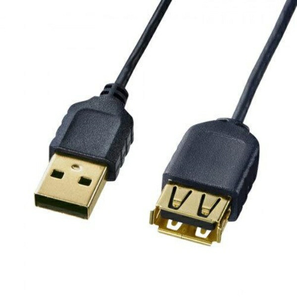 Sanwa Supply Ultra-Thin USB Extension Cable (Type A to Type A Female Extension Type) KU-SLEN25BKK Black