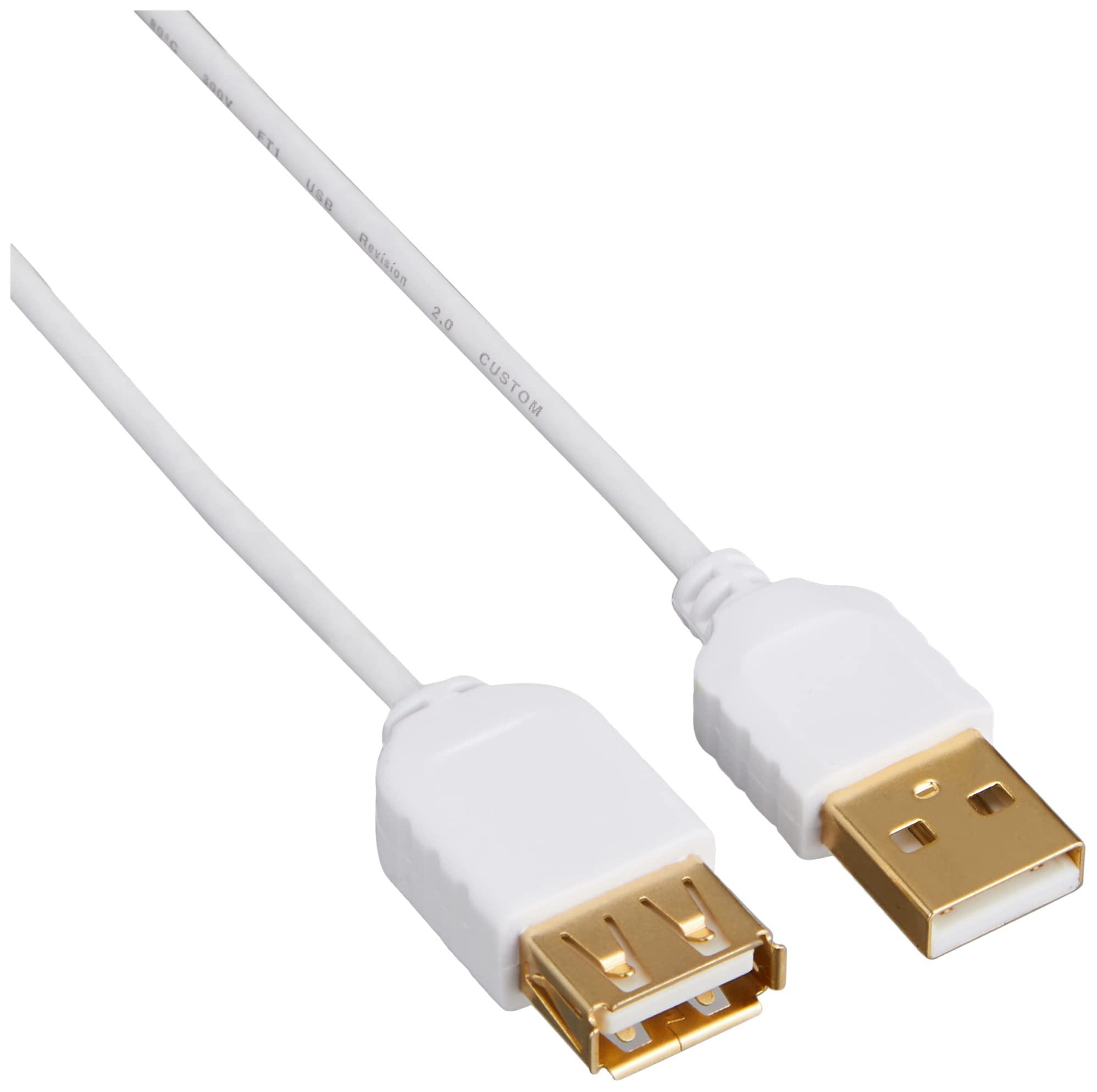 Sanwa Supply Ultra-Thin USB Extension Cable (Type A to Type A Female Extension Type, White, 2.5m) KU-SLEN25WK