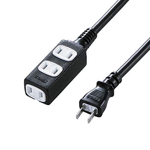 Sanwa Supply Slim Power Extension Cord (2-Pole, 3 Outlets, Black, 10m) TAP-EX34-10BKN