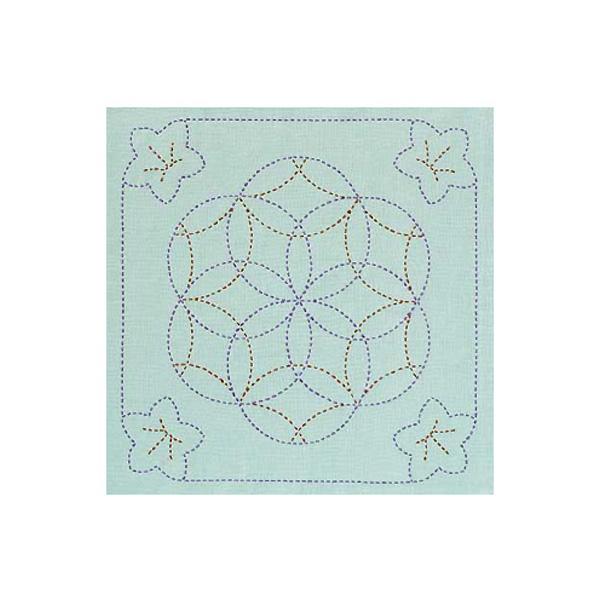 Olimpas Silk Sashiko Kit: Flower-Patterned Dishcloth, Light Green 245