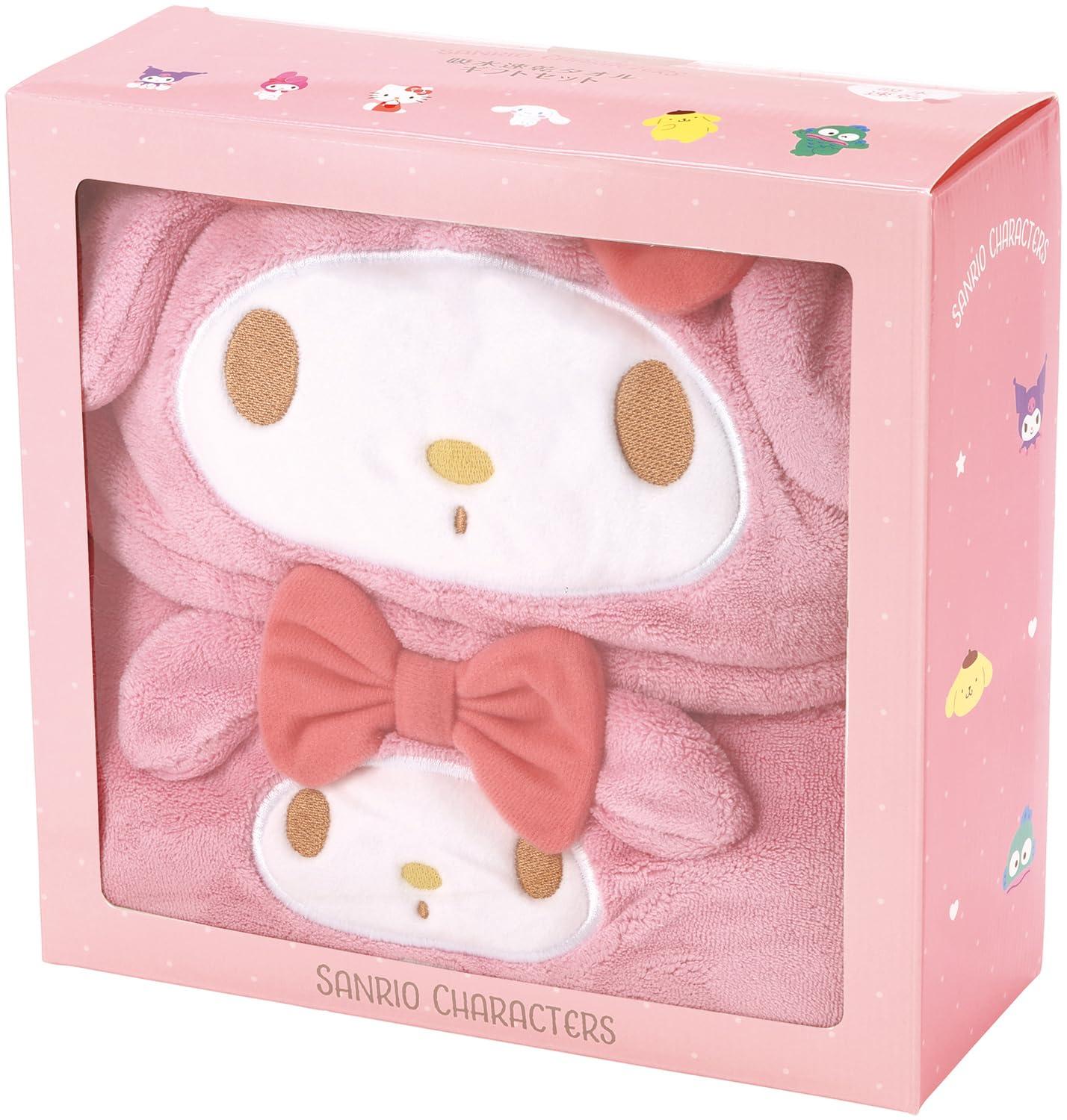 Skater Towel Gift Set (2 Pieces) Hair Drying Towel Hooded Bath Poncho Highly Absorbent & Quick-Drying Sanrio My Melody SET1082