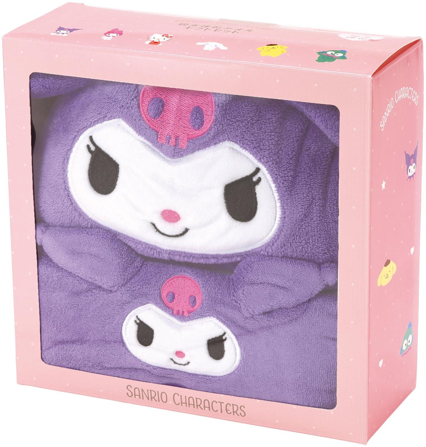 Skater Towel Gift Set (2 Pieces) Hair Drying Towel Hooded Bath Poncho Highly Absorbent & Quick-Drying Sanrio Kuromi SET1083