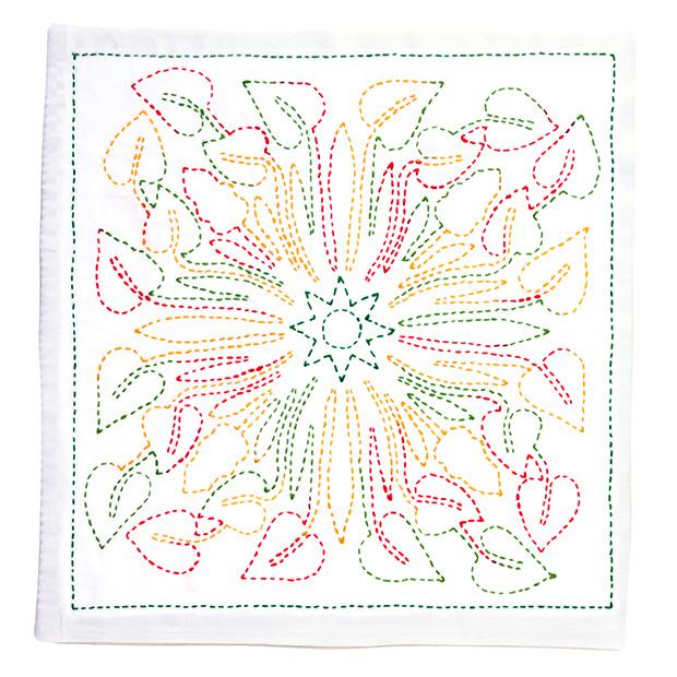 Embroidery Kit Tulip Sashiko Flower Dishcloth SASHIKO WORLD Hawaii Anthurium KSW003