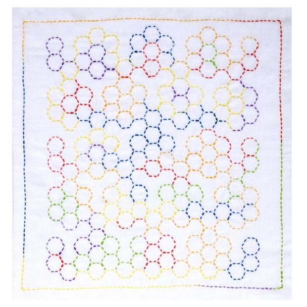 Sashiko Hand-Sewn Flower Dishcloth Kit KSW-007: Grandmother's Flower Garden