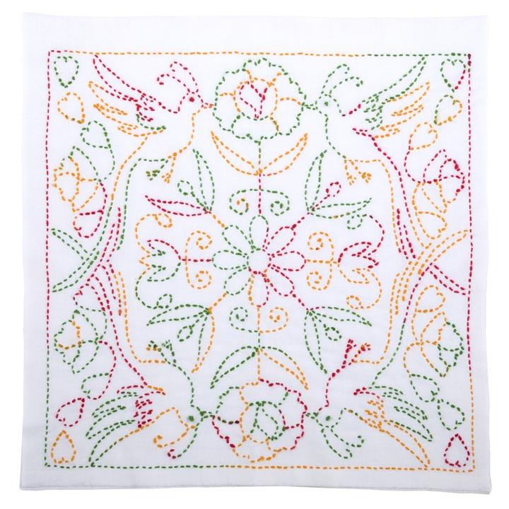Embroidery Kit 『Hand-Sewn Flower Dishcloth Kit SASHIKO WORLD Mexico Quetzal KSW-021』 Tulip