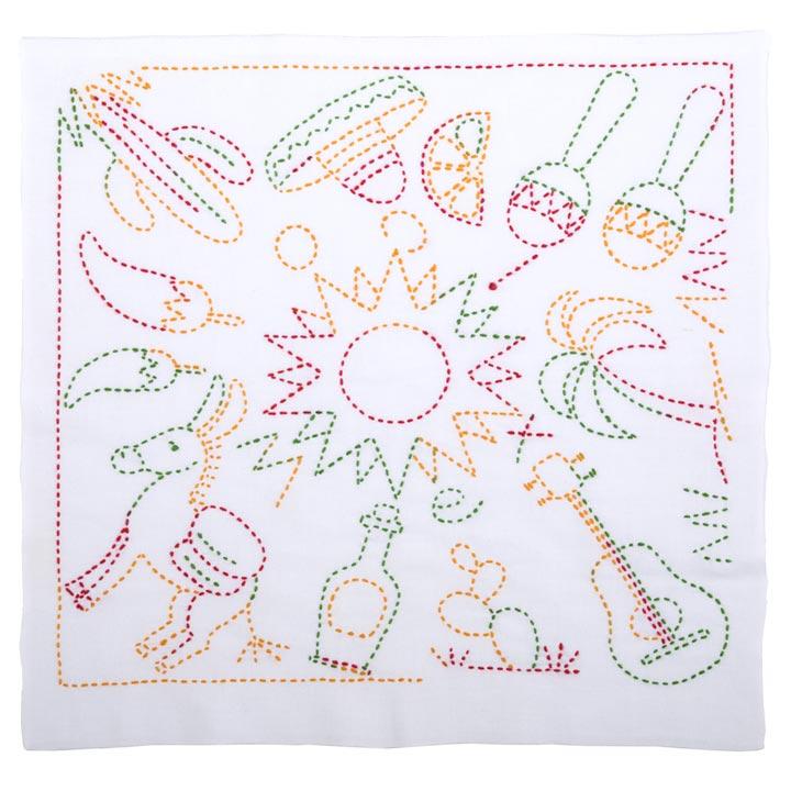 Embroidery Kit 『Hand-Sewn Flower Dishcloth Kit SASHIKO WORLD Mexico Amigo KSW-022』 Tulip