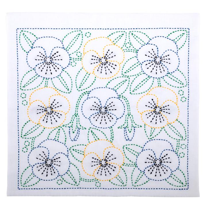 Embroidery Kit 『Hand-Sewn Flower Dishcloth Kit SASHIKO WORLD Mexico Pansy KSW-023』 Tulip