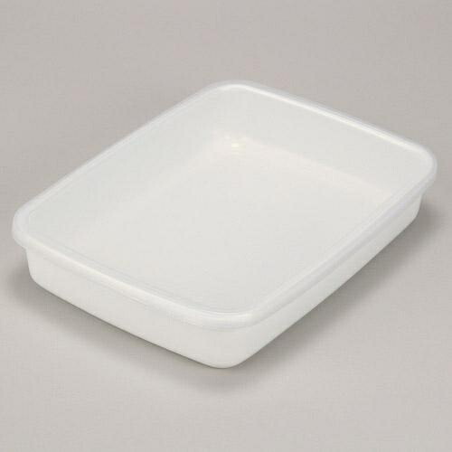 Nodahoro Enamel Storage Container, Heat-Resistant, Rectangular, Shallow, M Size, with Sealable Lid, See-Through, White Series, Made in Japan WRA-M