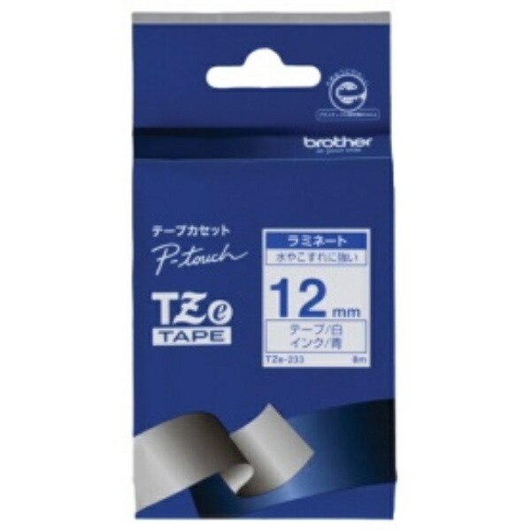 Brother Industries TZe Tape Laminating Tape (White Background/Blue Text) 12mm TZe-233