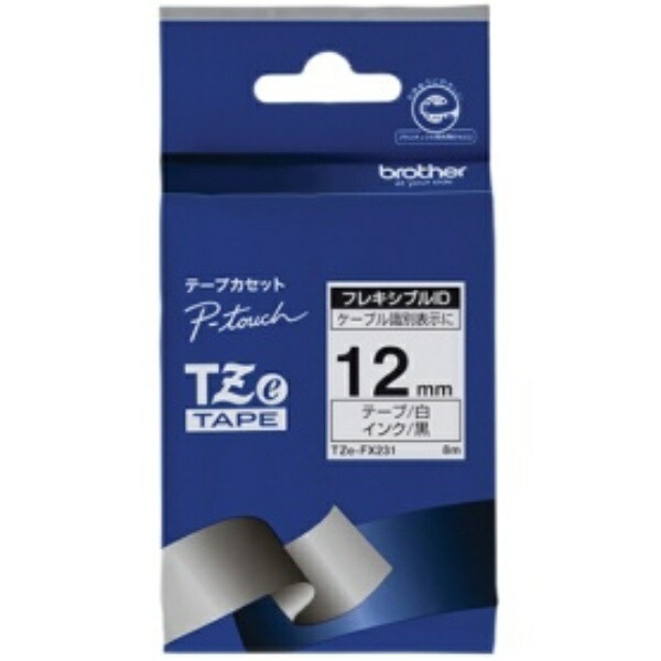 Brother Industries TZe Tape Flexible ID Tape (White Background/Black Text) 12mm TZe-FX231