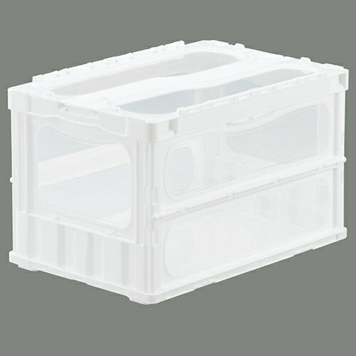 Sanko Window-Equipped Folding Container with Integrated Lid Madocon Light 50L White SKMLOC50BWH