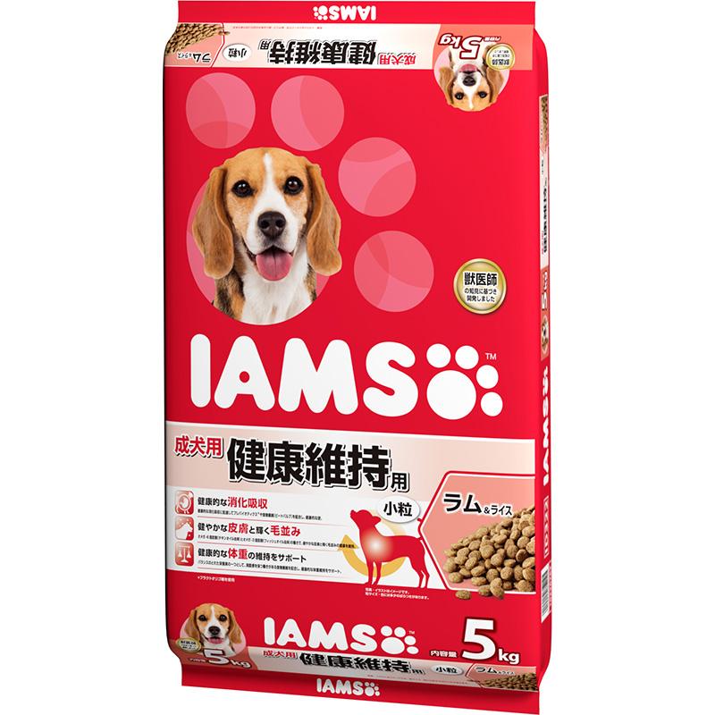 IAMS Dog Food for Dogs 1 Year and Older Maintenance Formula Small Bites Large Capacity 5kg Lamb & Rice Complete and Balanced Nutrition Dog Food Dry Food Healthy Digestion and Absorption Healthy Skin and Coat Weight Maintenance Developed with Veterinary Expertise IAMS