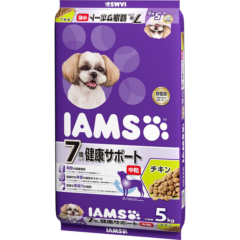 IAMS Dog Food for Dogs 7+ Years, Medium Bites, Large Bag 5kg, Chicken, Complete and Balanced Nutrition, Dry Dog Food, Joint Health Maintenance, Weight Management, Immune Support, Developed with Veterinary Expertise, Senior, IAMS