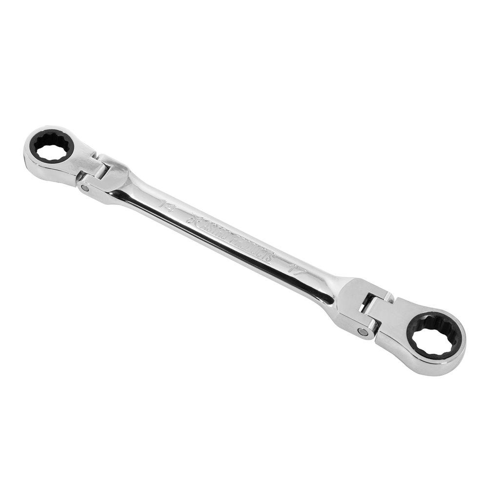 Astro Products Double Flex Ratchet Combination Wrench 14×17mm | Wrench Ratchet Combination Wrench Double Gear Wrench Gear Final Tightening Temporary Tightening Flex Swivel 72-Tooth Maintenance DIY Repair Construction Inspection