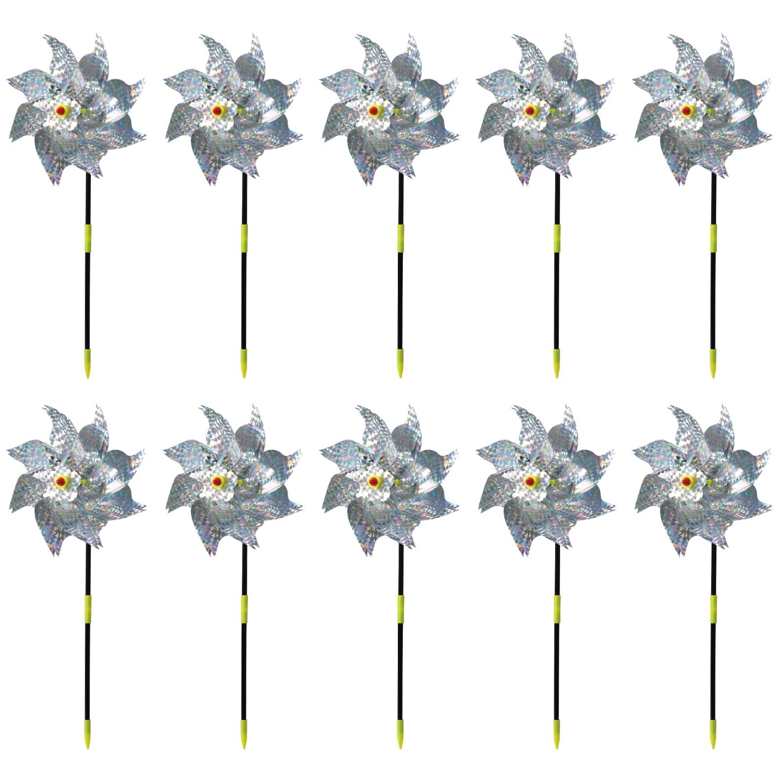 Bird-Repelling Glittering Windmill Set of 10
