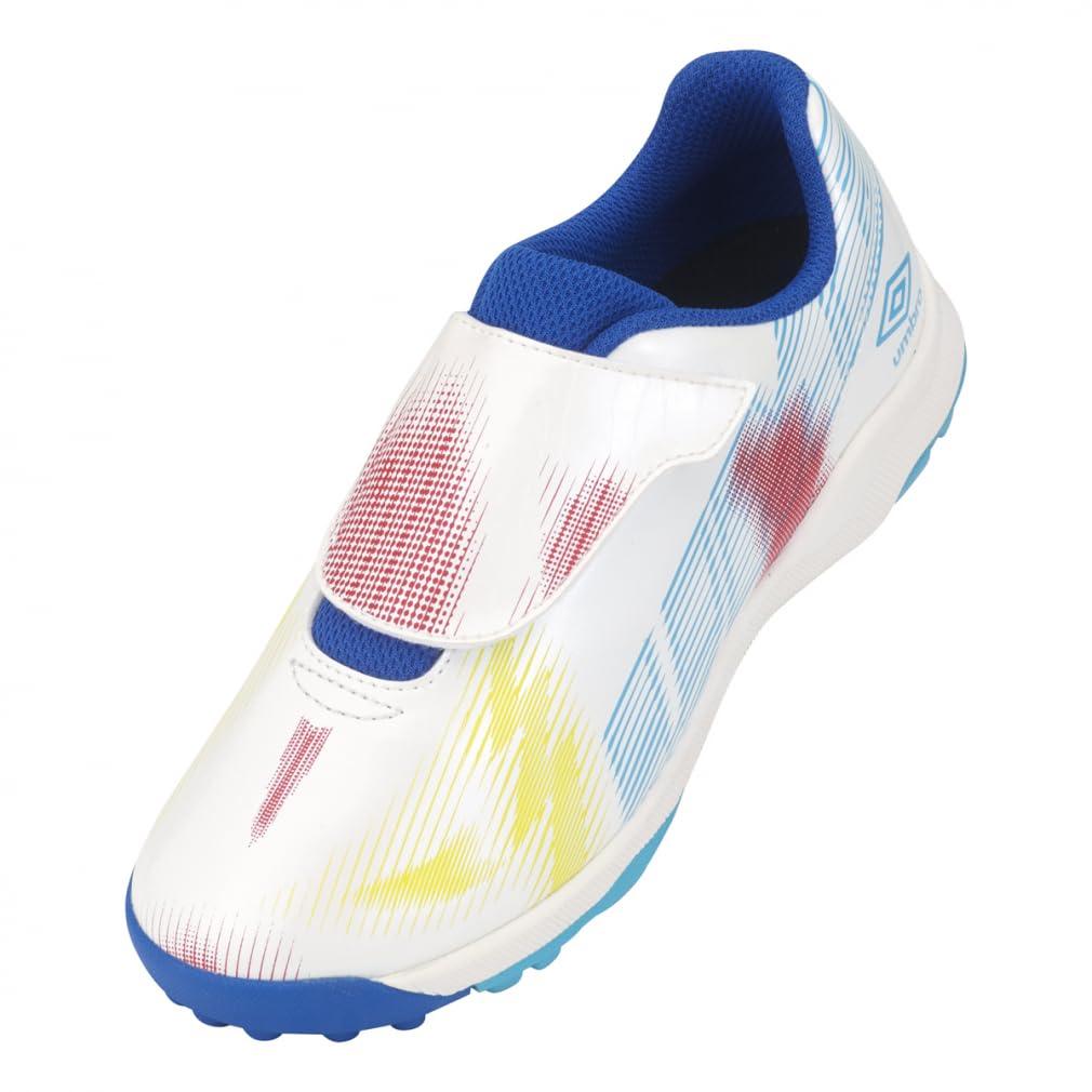 [Umbro] Training Shoes Soccer Junior Kids Wide First Soccer Shoes Children School S. White/C. Blue/K. Red (UF4FCST7J) 22.0 cm