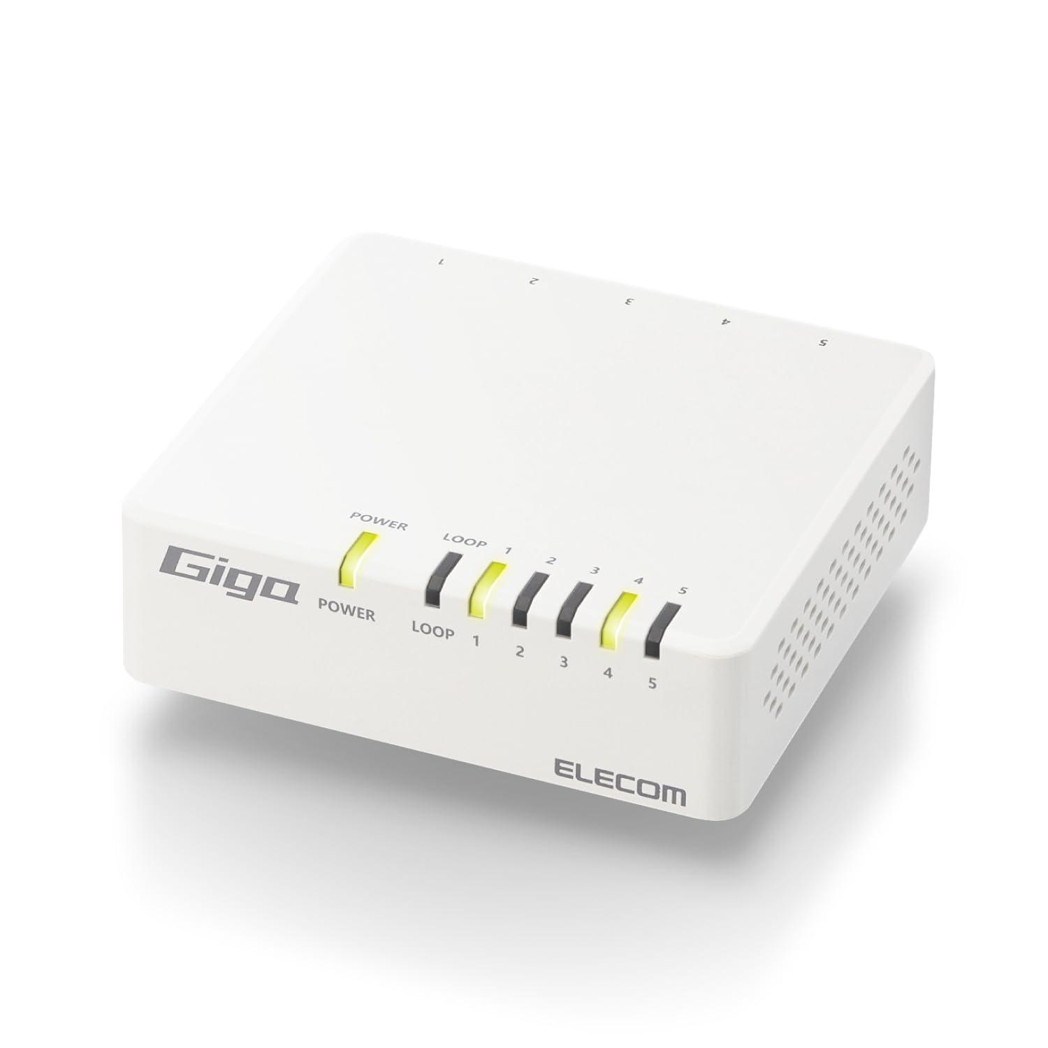 ELECOM Switching Hub Gigabit Compatible 5-Port with Magnet AC Power Supply White EHC-G05PA4-JW